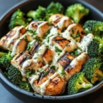 Grilled Chicken & Broccoli Bowls with Creamy Garlic Sauce