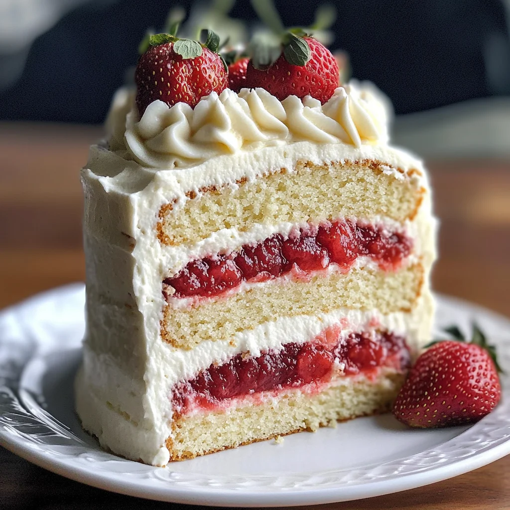 Moist Vanilla Cake with Strawberry Filling