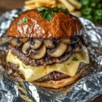Mushroom and Swiss Burger Foil Packets