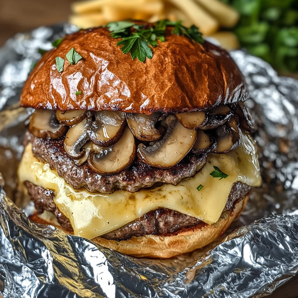 Mushroom and Swiss Burger Foil Packets
