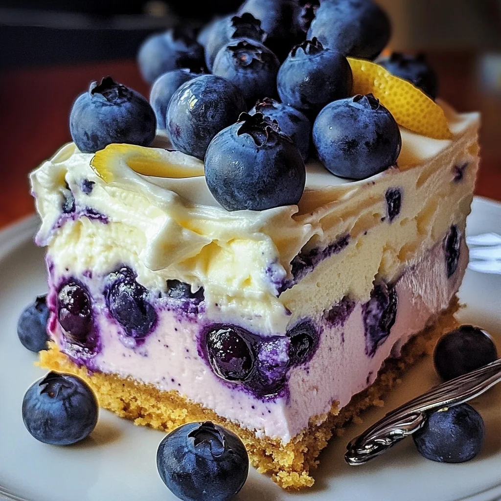 No-Bake Lemon dazzling Blueberry cream Cake