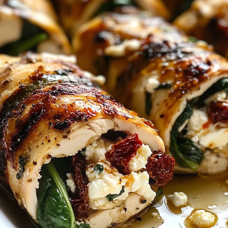 Rolled Up Chicken with Feta, Spinach, and Sun-Dried Tomatoes