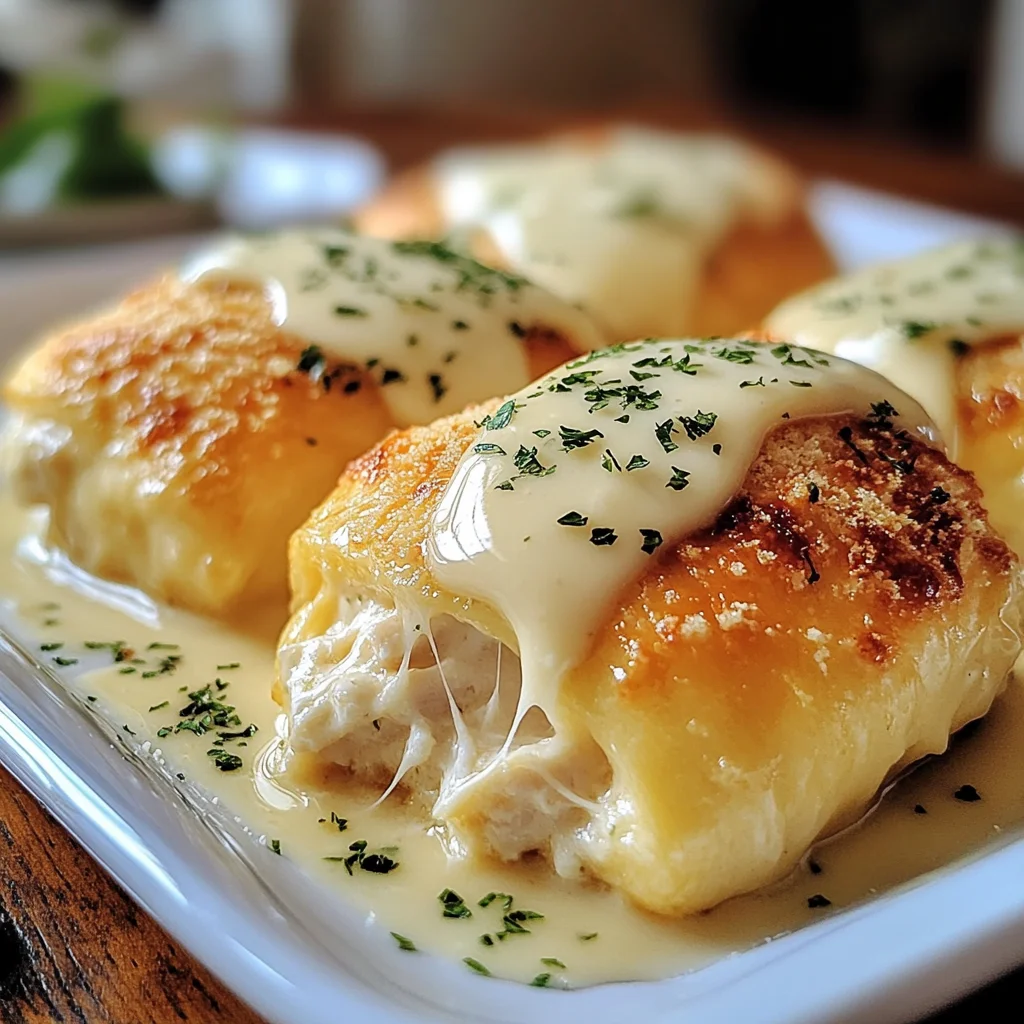 Chicken Pillows with Creamy Parmesan Sauce