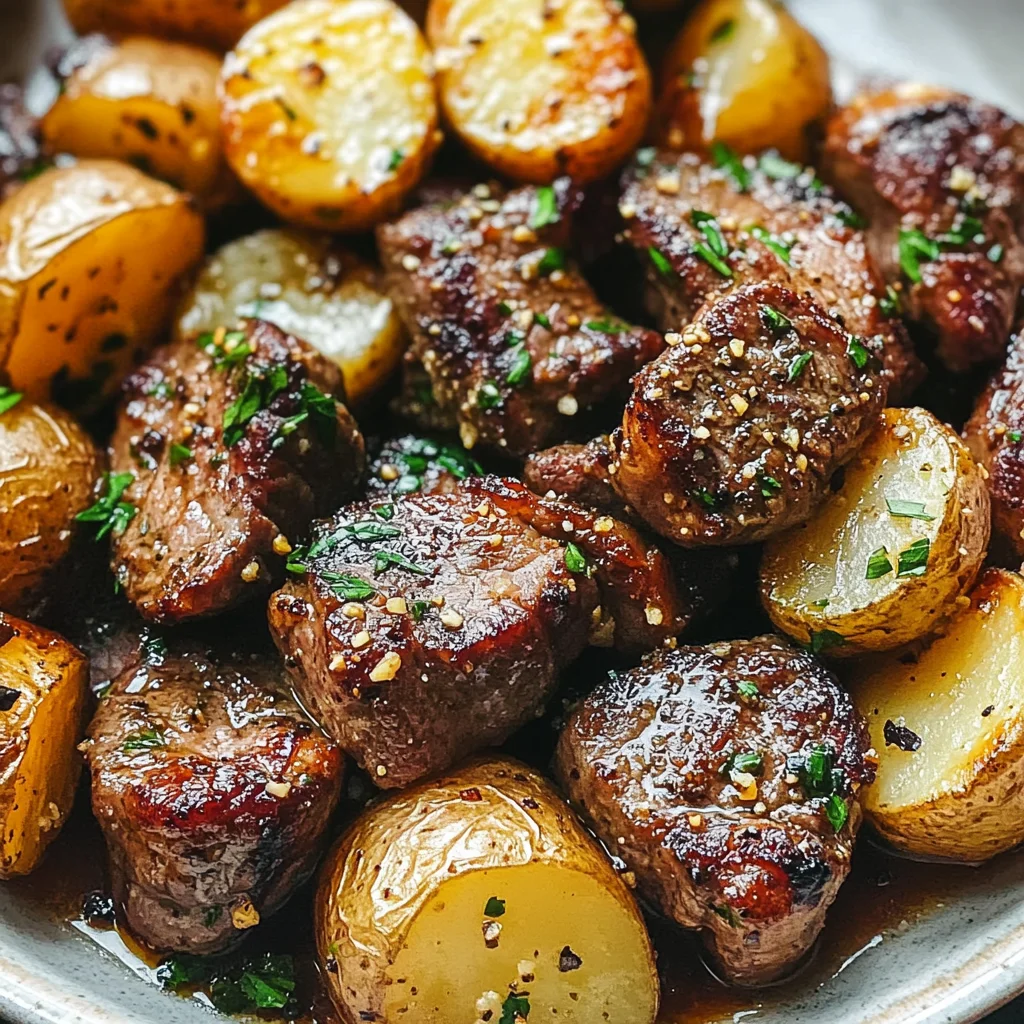 Garlic Steak Bites and Potatoes