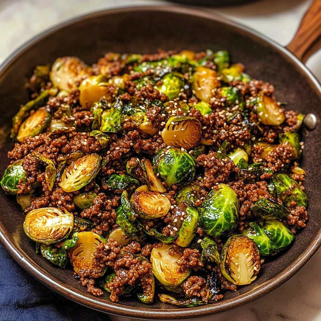 Ground Beef and Brussels Sprouts