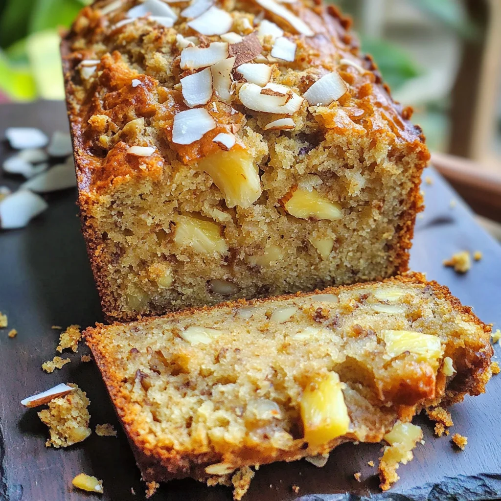 Hawaiian Banana Bread with Pineapple, Coconut & Macadamia Nuts