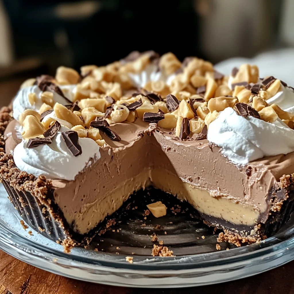 No-Bake Cream Cheese Peanut Butter Pie with Chocolate Whipped Cream