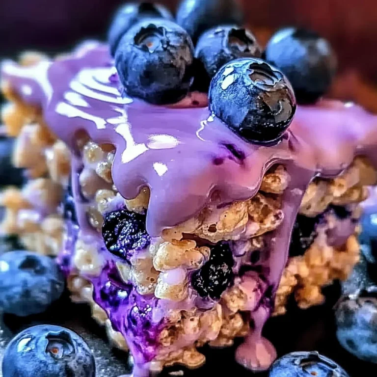 Blueberry Rice Krispies Treats with Vanilla Glaze