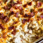 Chicken Turkey Bacon Ranch Mac and Cheese Casserole