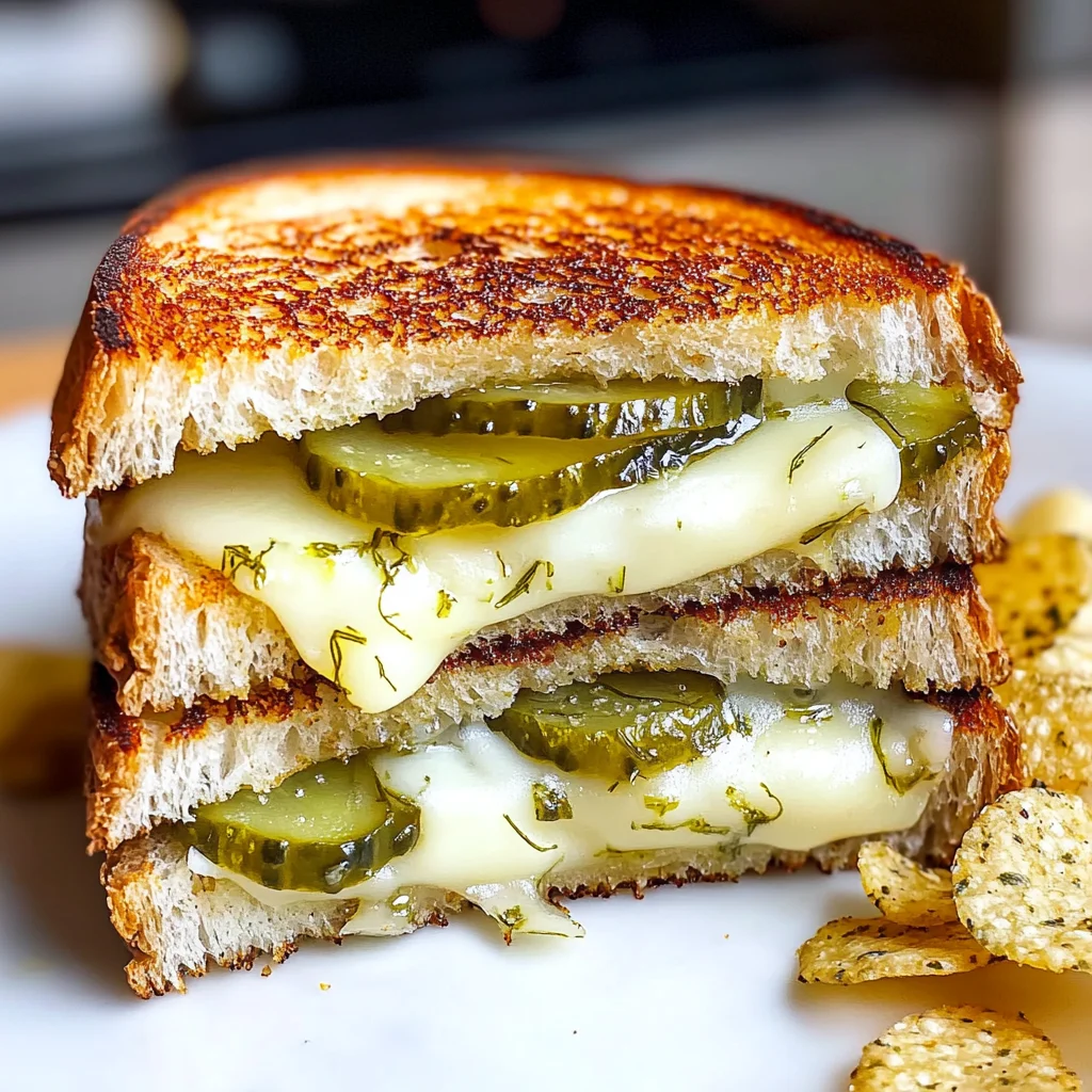 Crispy Dill Pickle Grilled Cheese Sandwich - theamazingfood
