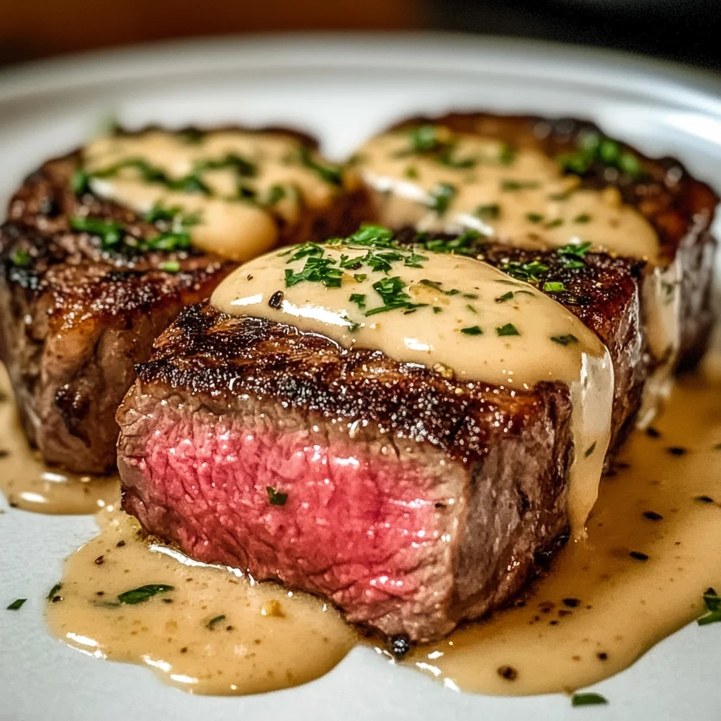 Juicy Steak with Creamy Garlic Sauce