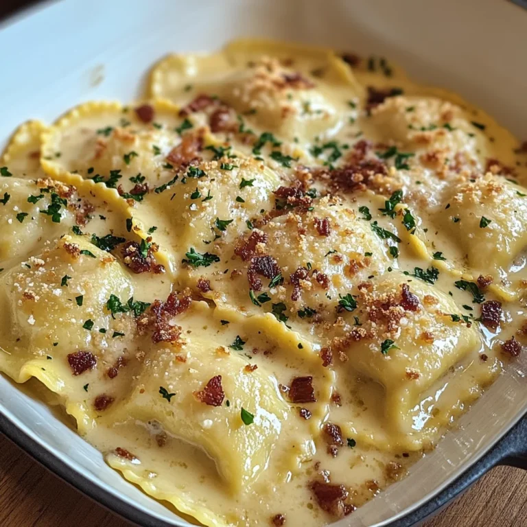 Olive Garden-Inspired Ravioli Carbonara
