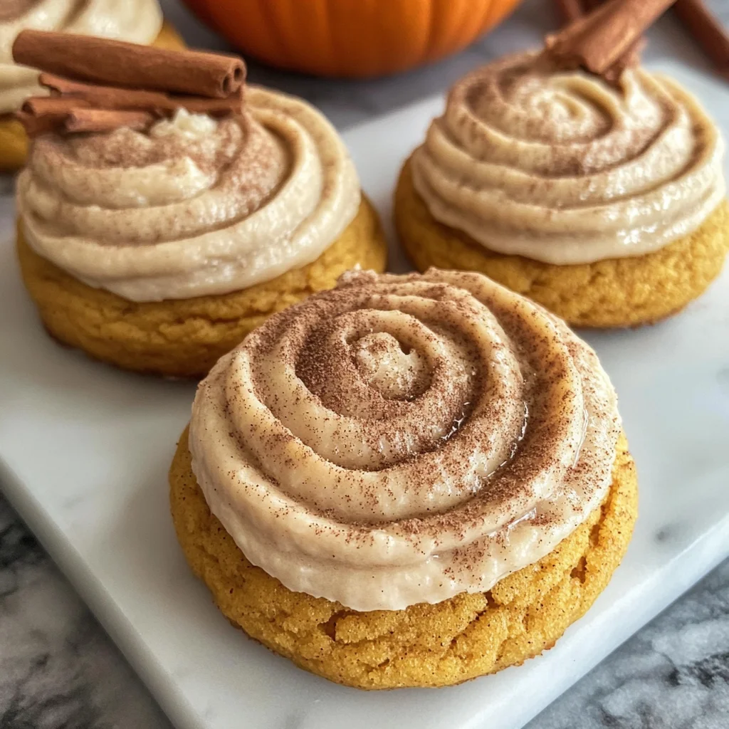 Soft Pumpkin Cookies with Cinnamon Frosting