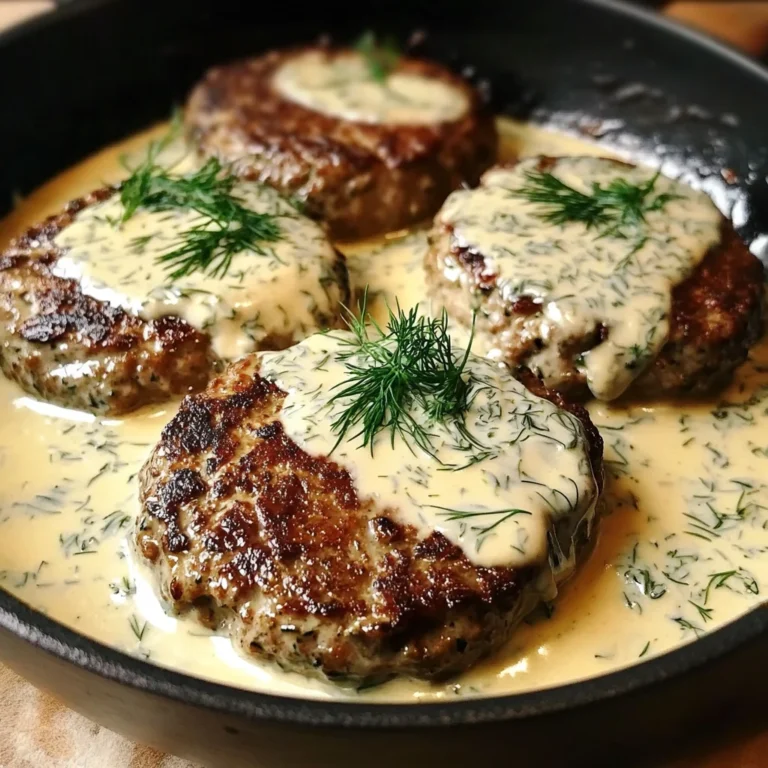 chicken hamburger Steaks in Creamy Dill Sauce