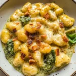 Creamy Pesto Gnocchi with Spinach and Artichokes