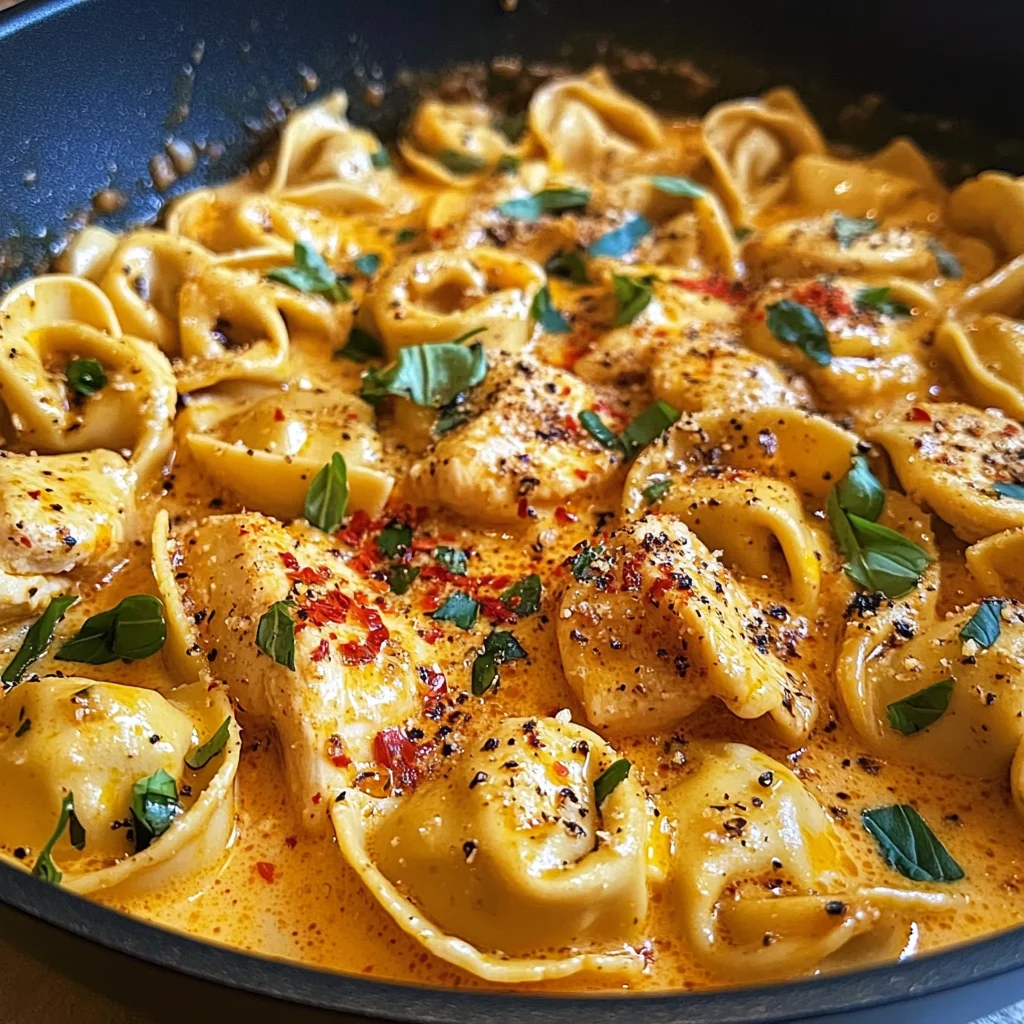 One-Pot Spicy Garlic Butter Chicken Tortellini