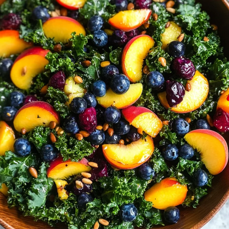 Summer Peach Blueberry Kale Salad