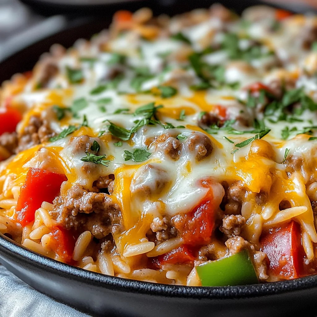 Ground Beef Orzo with Tomato Cream Sauce