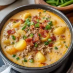 Homemade Cheeseburger Soup with Baby Potatoes